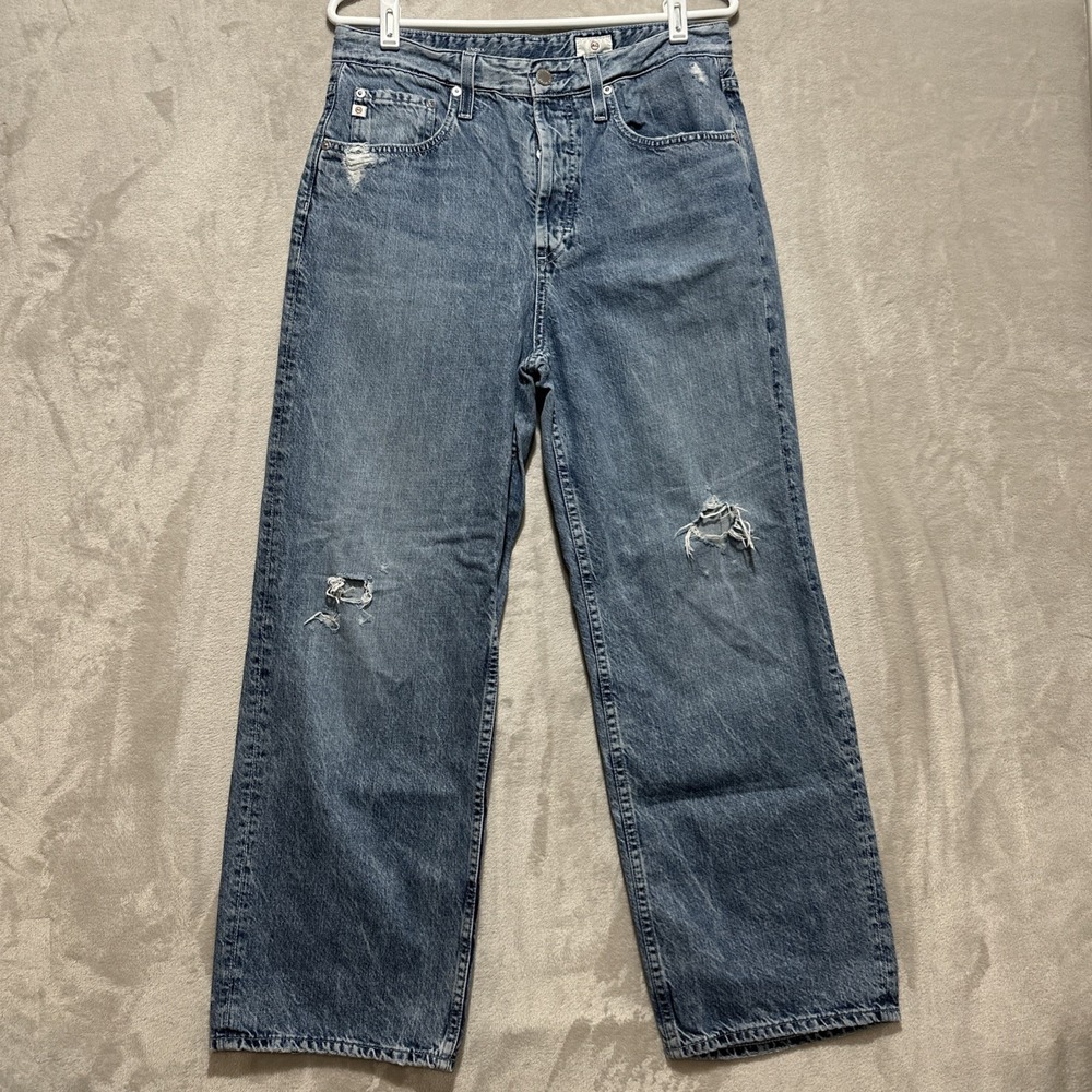 Adriano Goldschmied Knoxx High Rise Baggy Relaxed Boyfriend Jeans Distressed 29R